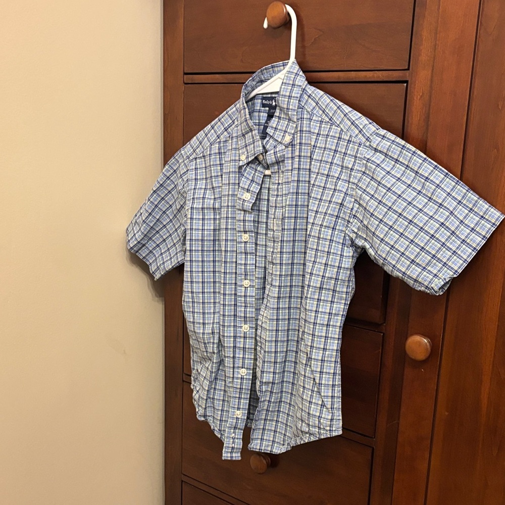 Boys Polo Ralph Lauren Blue Plaid Shirt sz small